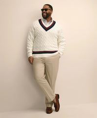 Big & Tall Supima® Cotton Cable Tennis Sweater